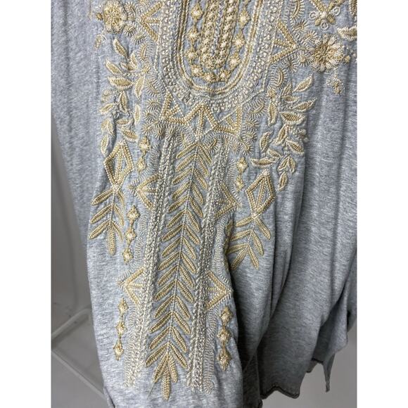 Johnny Was Gray Kemi Knit Drape Short Sleeve Blouse Top Embroidered Women's M? - Picture 2 of 5